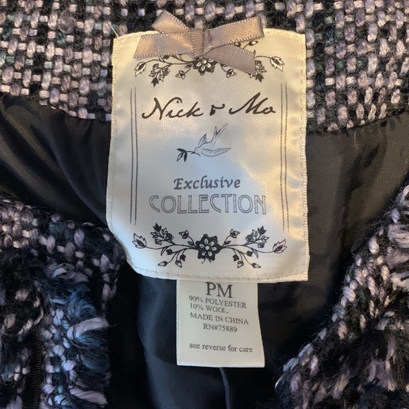 Nick & Mo Petite medium black gray chunky knit tweed fringe black jacket boucle - Picture 5 of 10